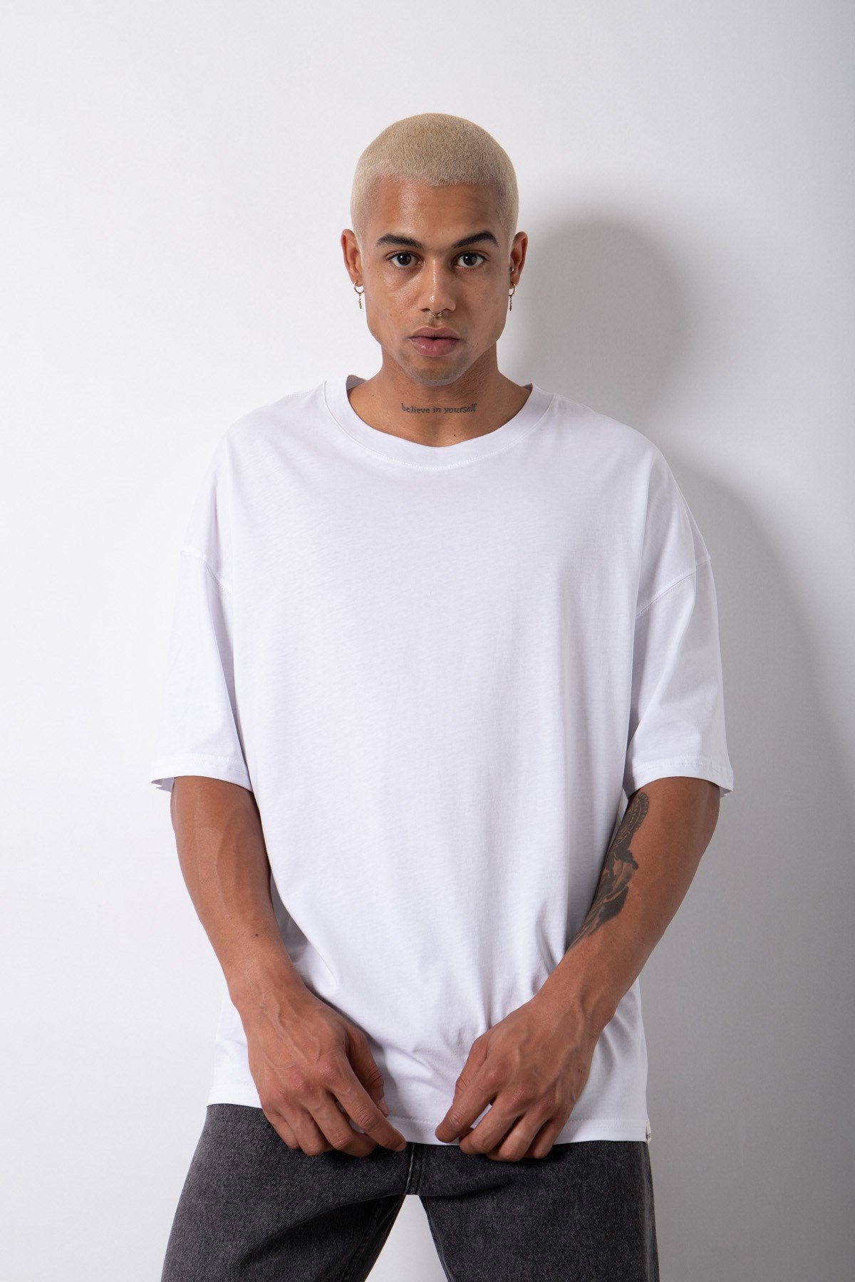 Old Scholl Basic Beyaz Oversize  T-Shirt