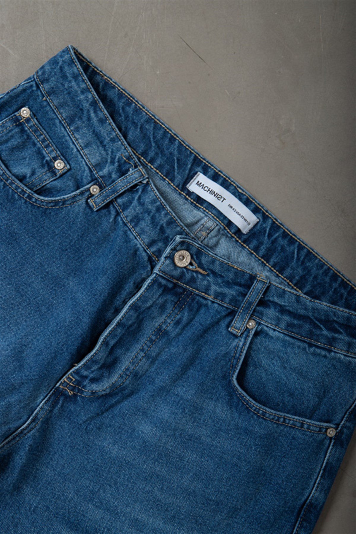 Baggy Relaxed Jean Efektli Mavi Pantolon