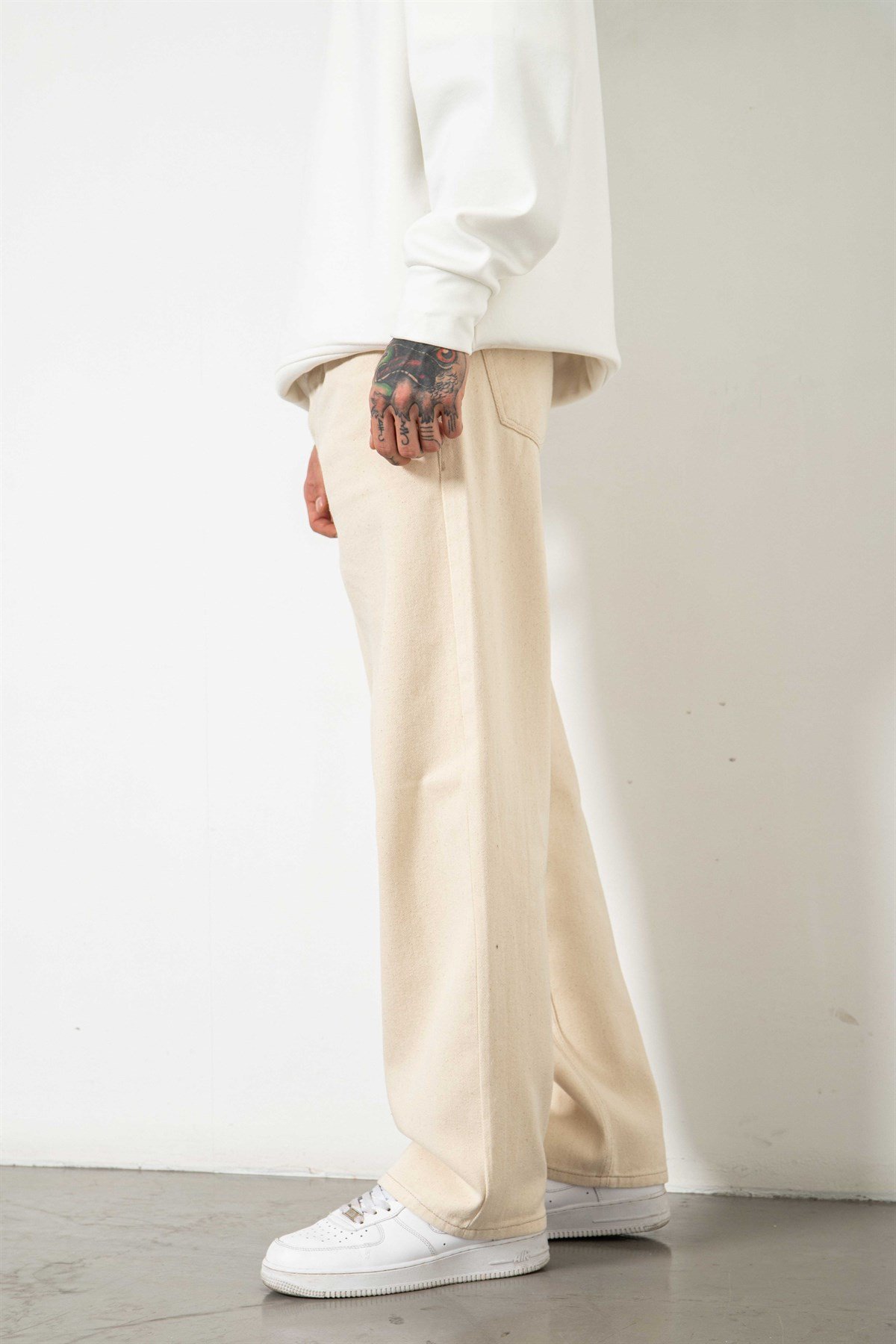 Baggy Gabardin Kumaş Pantolon AÇIK BEJ