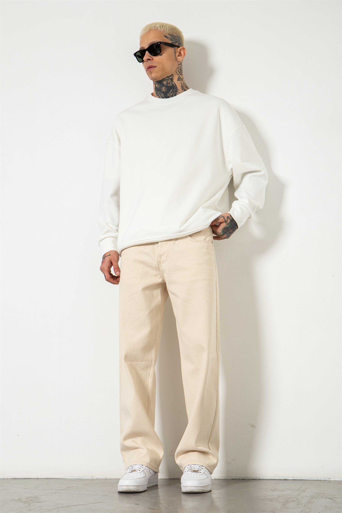 Baggy Gabardin Kumaş Pantolon AÇIK BEJ
