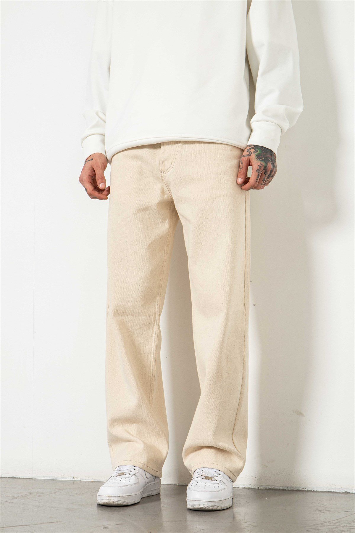 Baggy Gabardin Kumaş Pantolon AÇIK BEJ