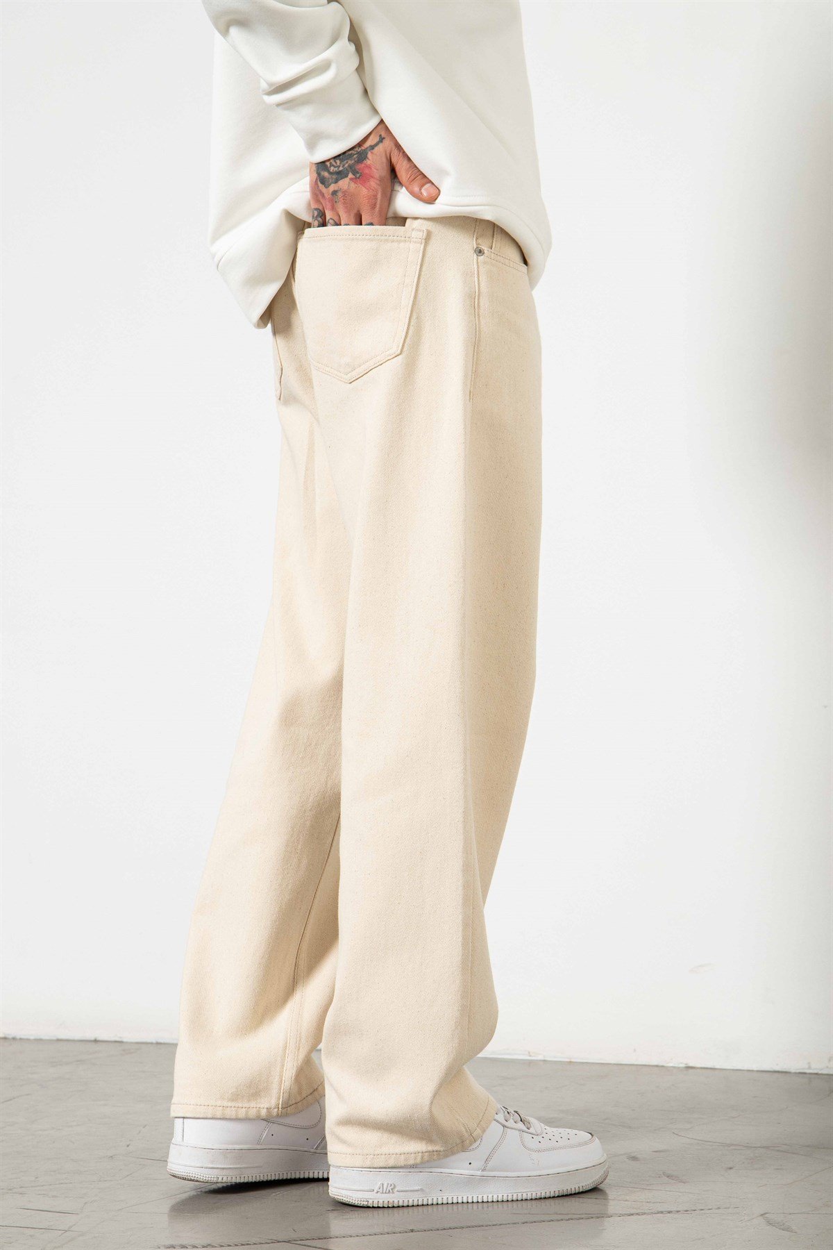 Baggy Gabardin Kumaş Pantolon AÇIK BEJ