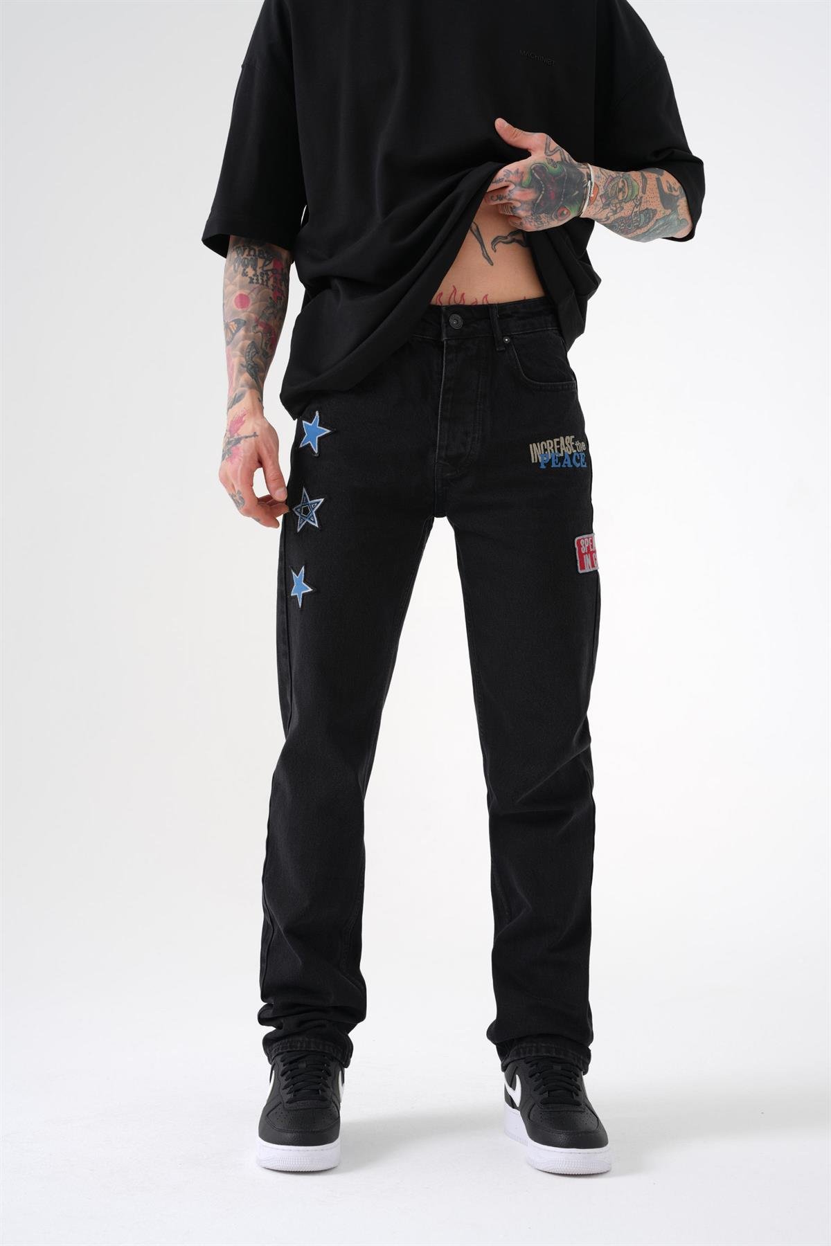 RISING STAR TALL FIT JEANS EFEKTLİ SİYAH
