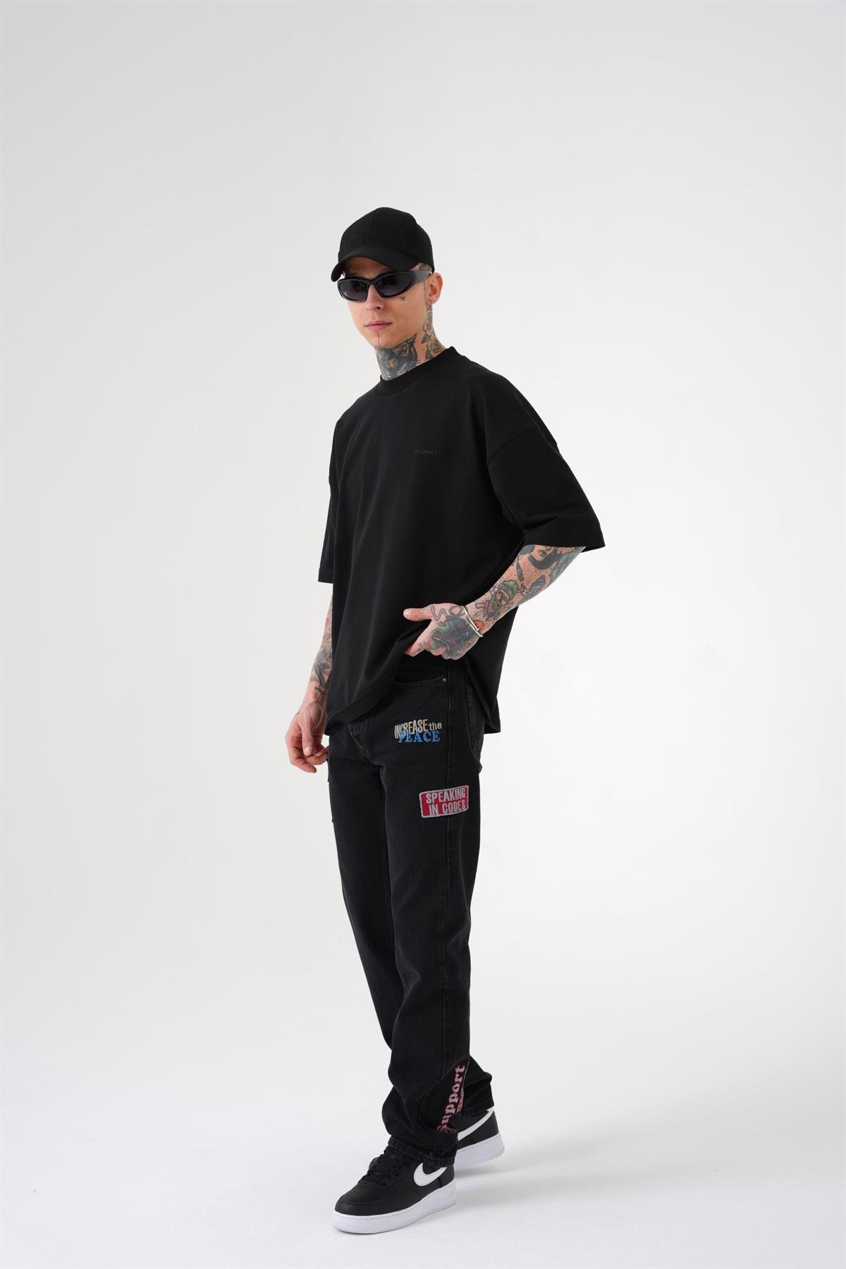 RISING STAR TALL FIT JEANS EFEKTLİ SİYAH