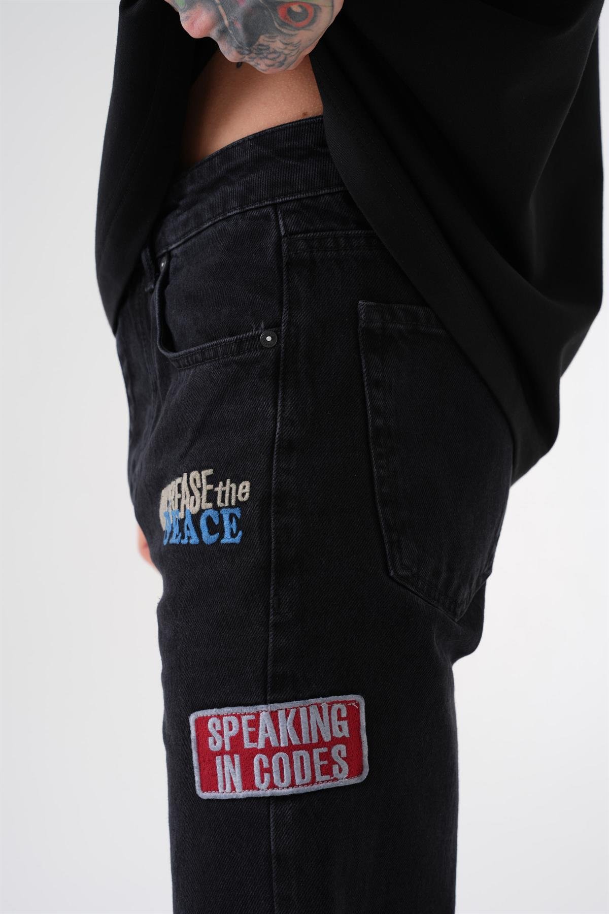 RISING STAR TALL FIT JEANS EFEKTLİ SİYAH