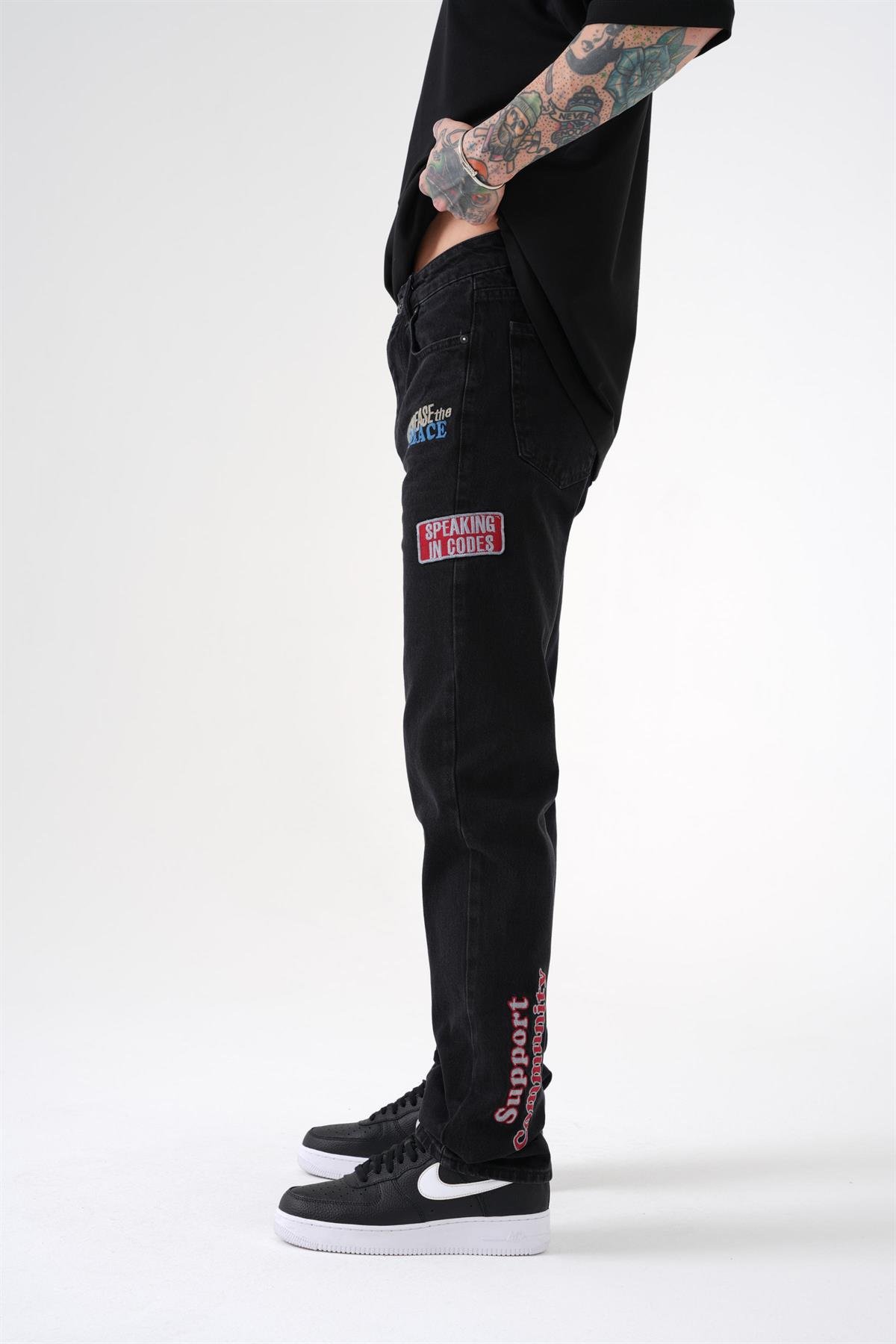 RISING STAR TALL FIT JEANS EFEKTLİ SİYAH