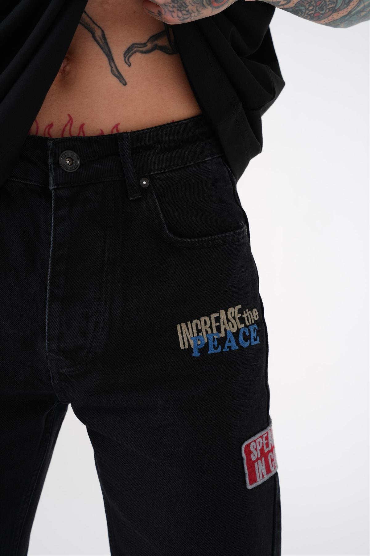 RISING STAR TALL FIT JEANS EFEKTLİ SİYAH