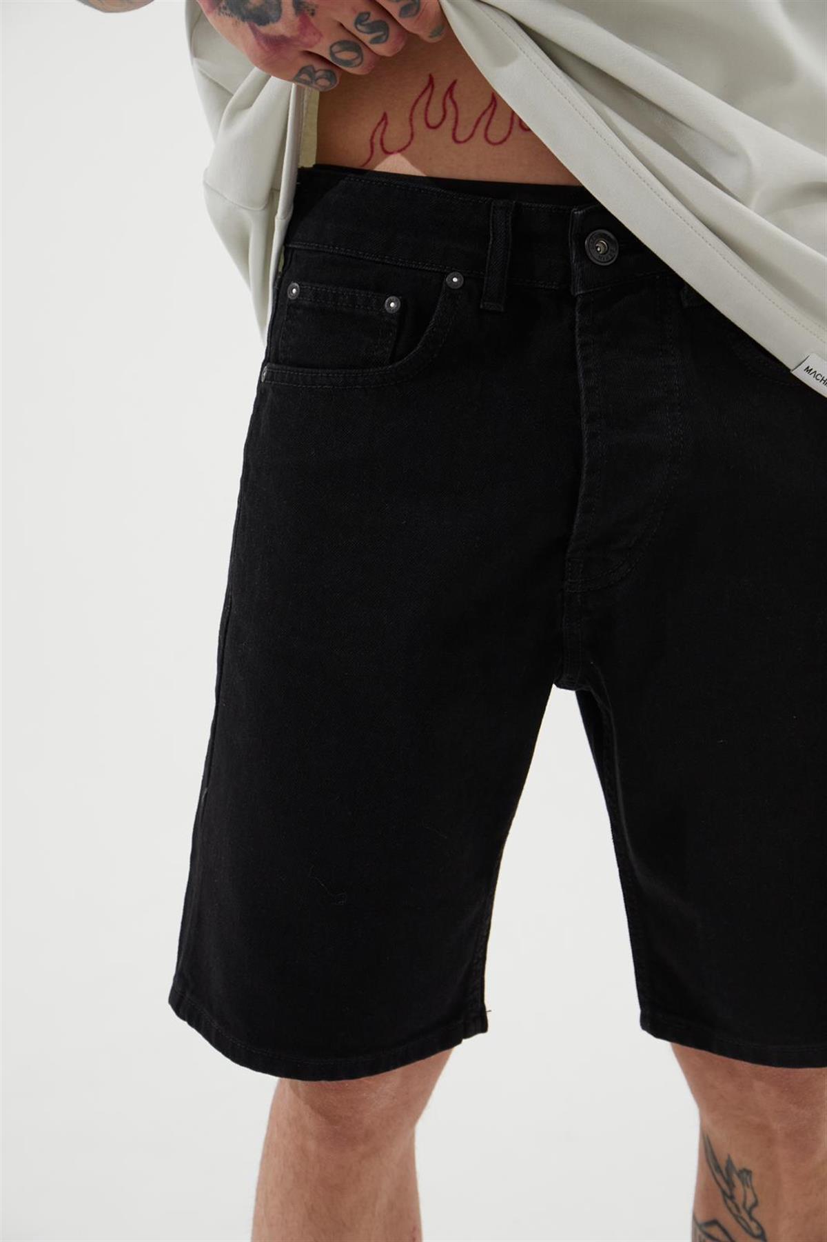 LOOSE FIT DENİM BERMUDA ŞORT DARK SİYAH