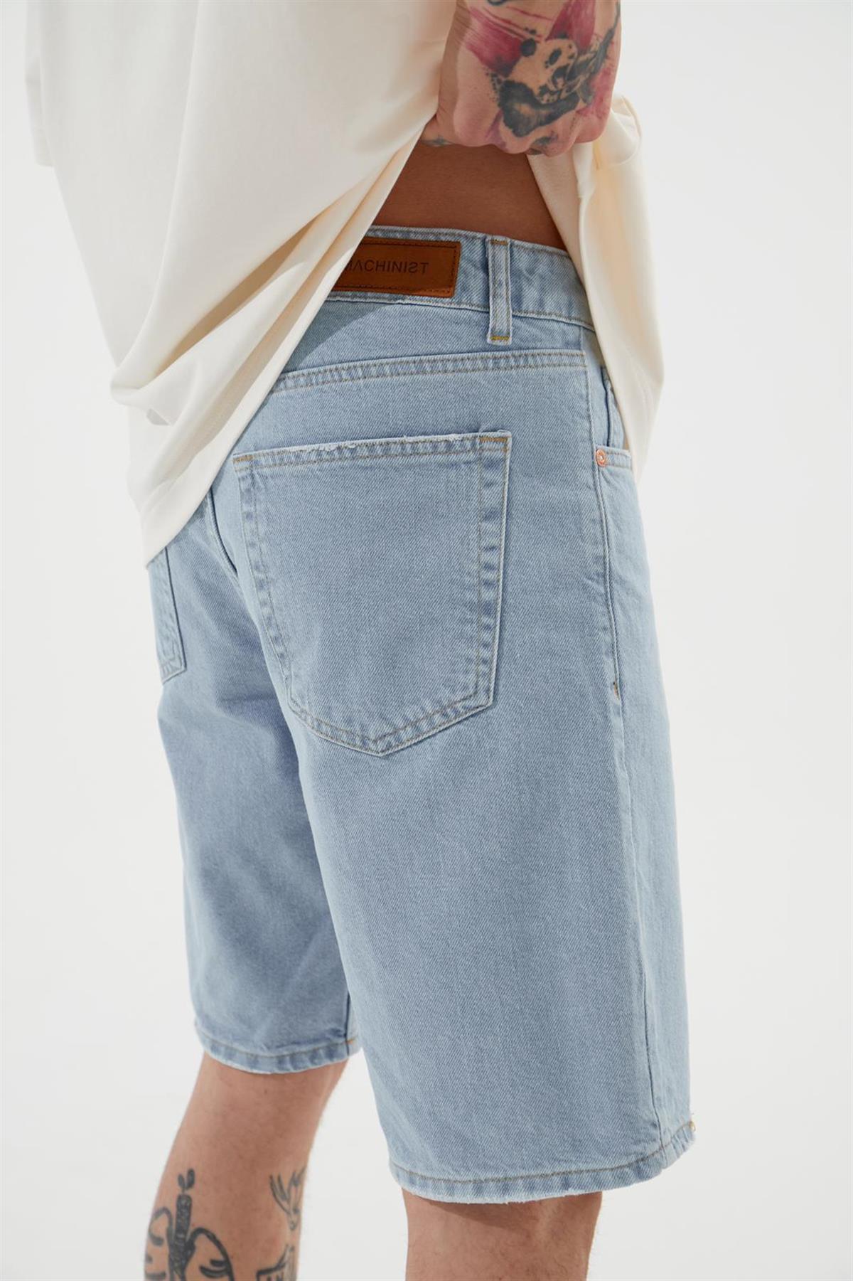 LOOSE FIT DENİM BERMUDA ŞORT AÇIK MAVİ