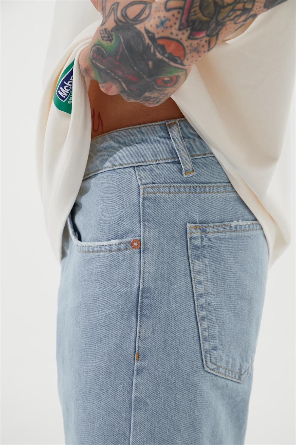 LOOSE FIT DENİM BERMUDA ŞORT AÇIK MAVİ