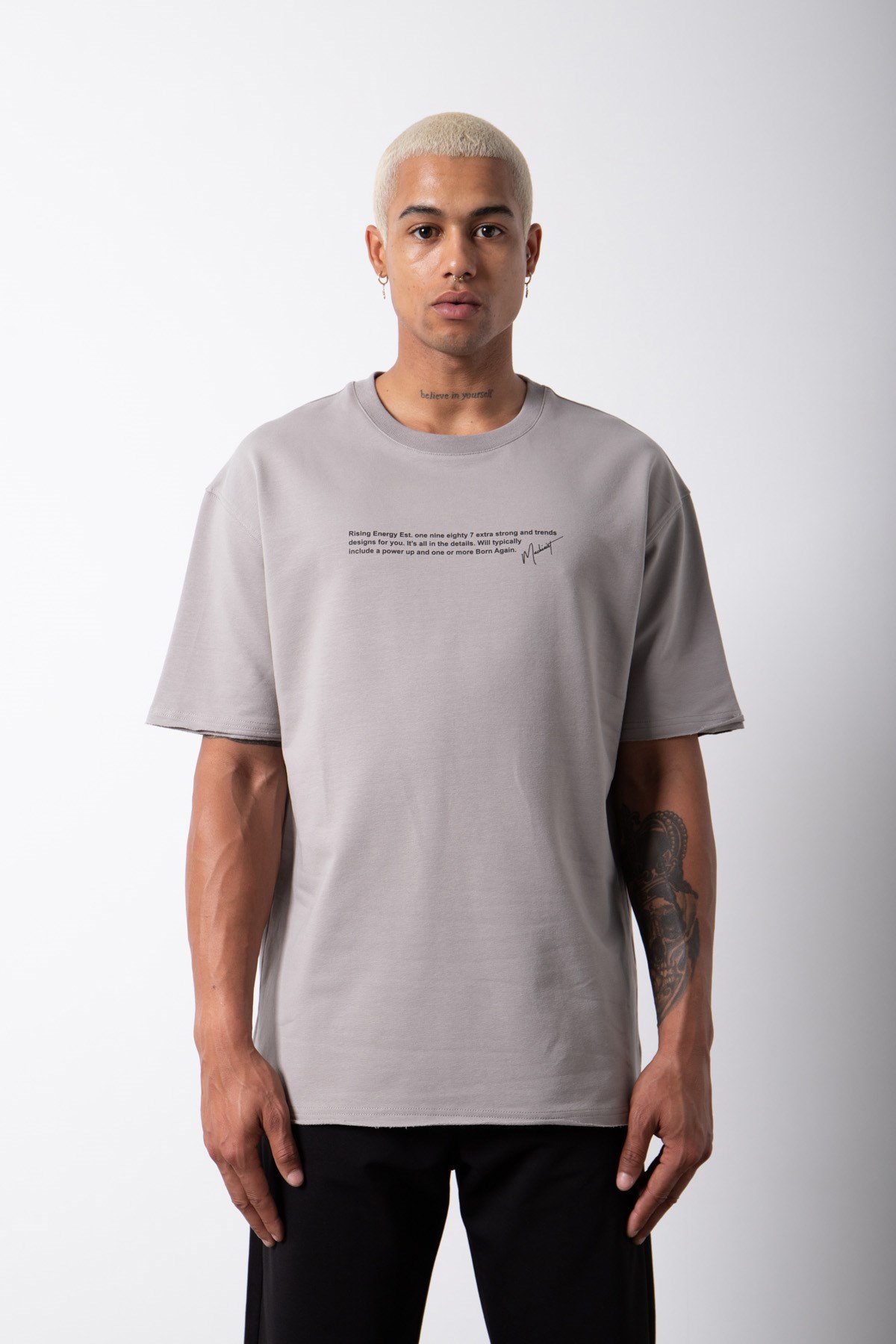 Relaxed Polızeı Baskılı Pamuklu T-Shirt ICE GRİ