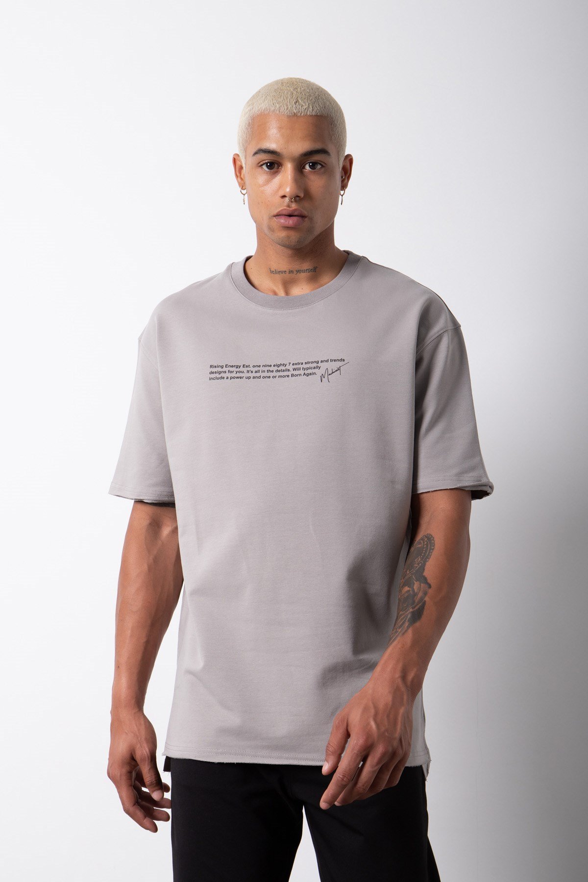Relaxed Polızeı Baskılı Pamuklu T-Shirt ICE GRİ