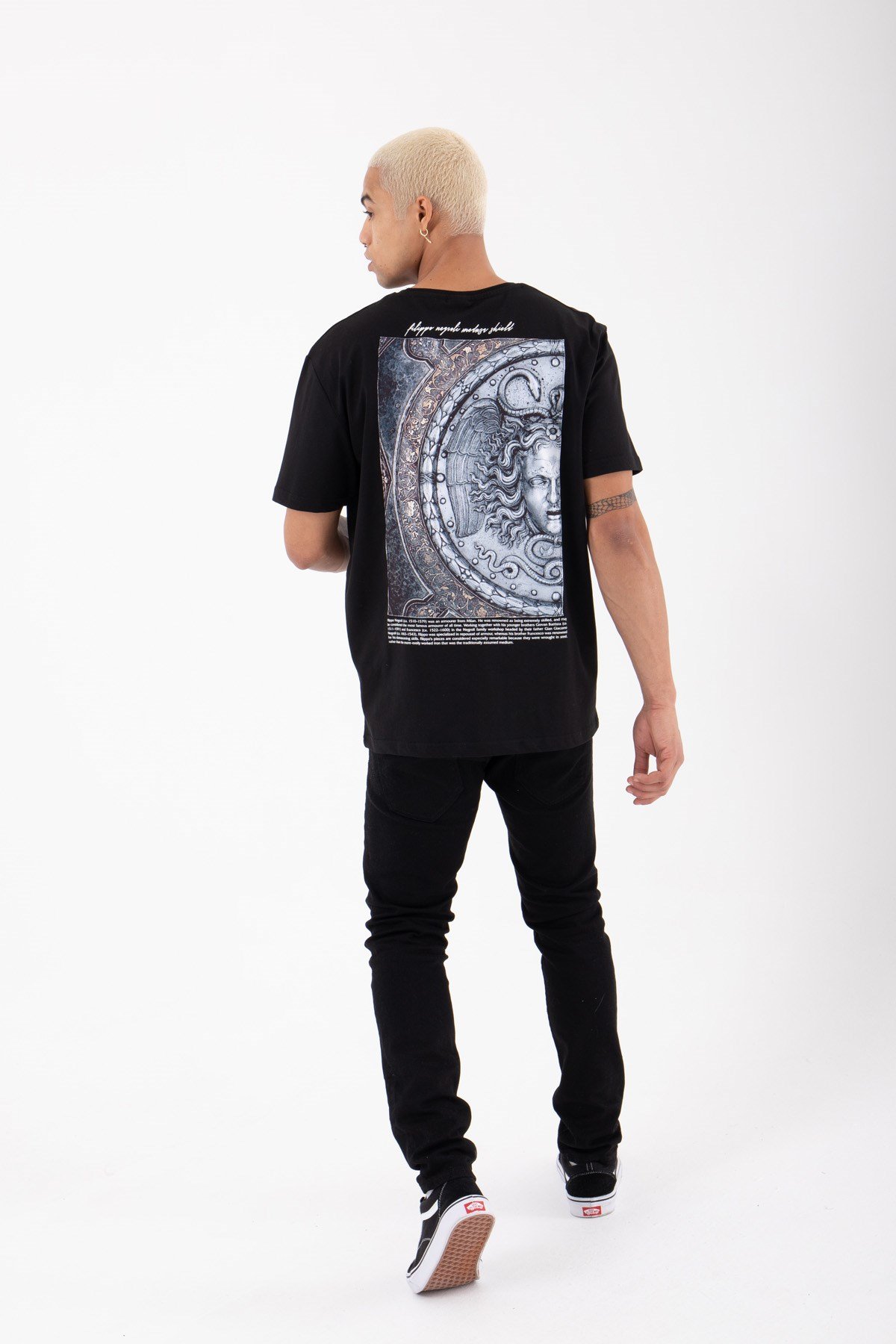 Regular Medusa Baskılı Pamuklu T-Shirt SİYAH