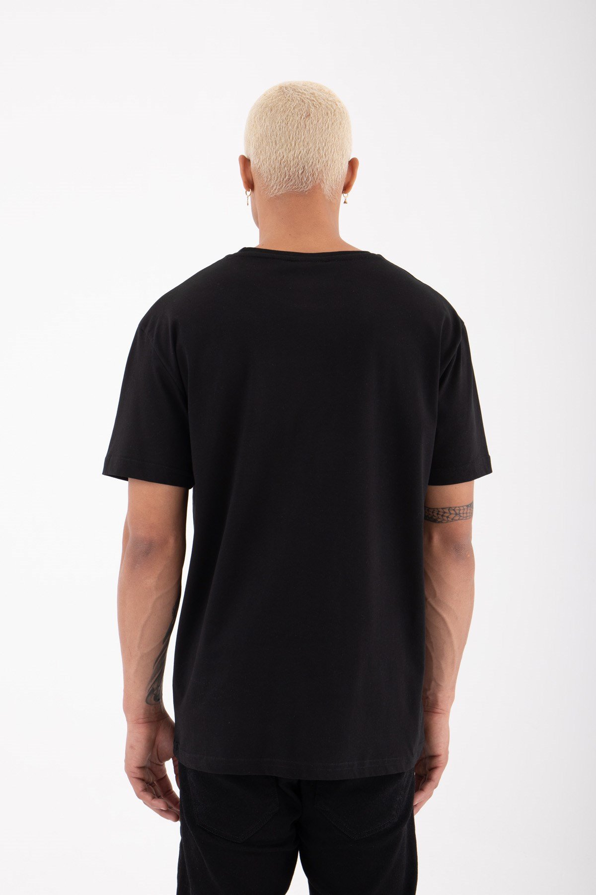 Regular Skull Baskılı Pamuklu T-Shirt SİYAH