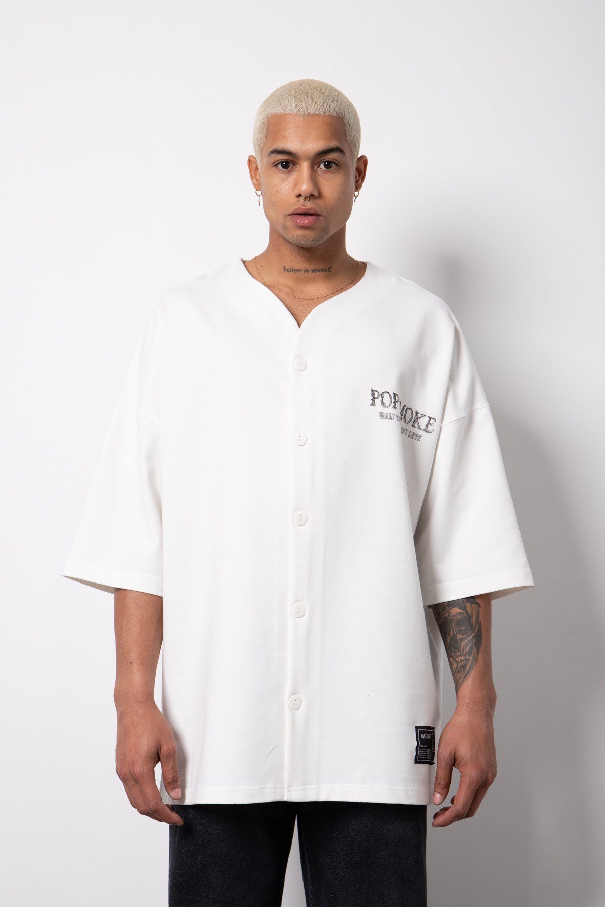Oversize Pop Smoke Love Baskılı Kimono EKRU