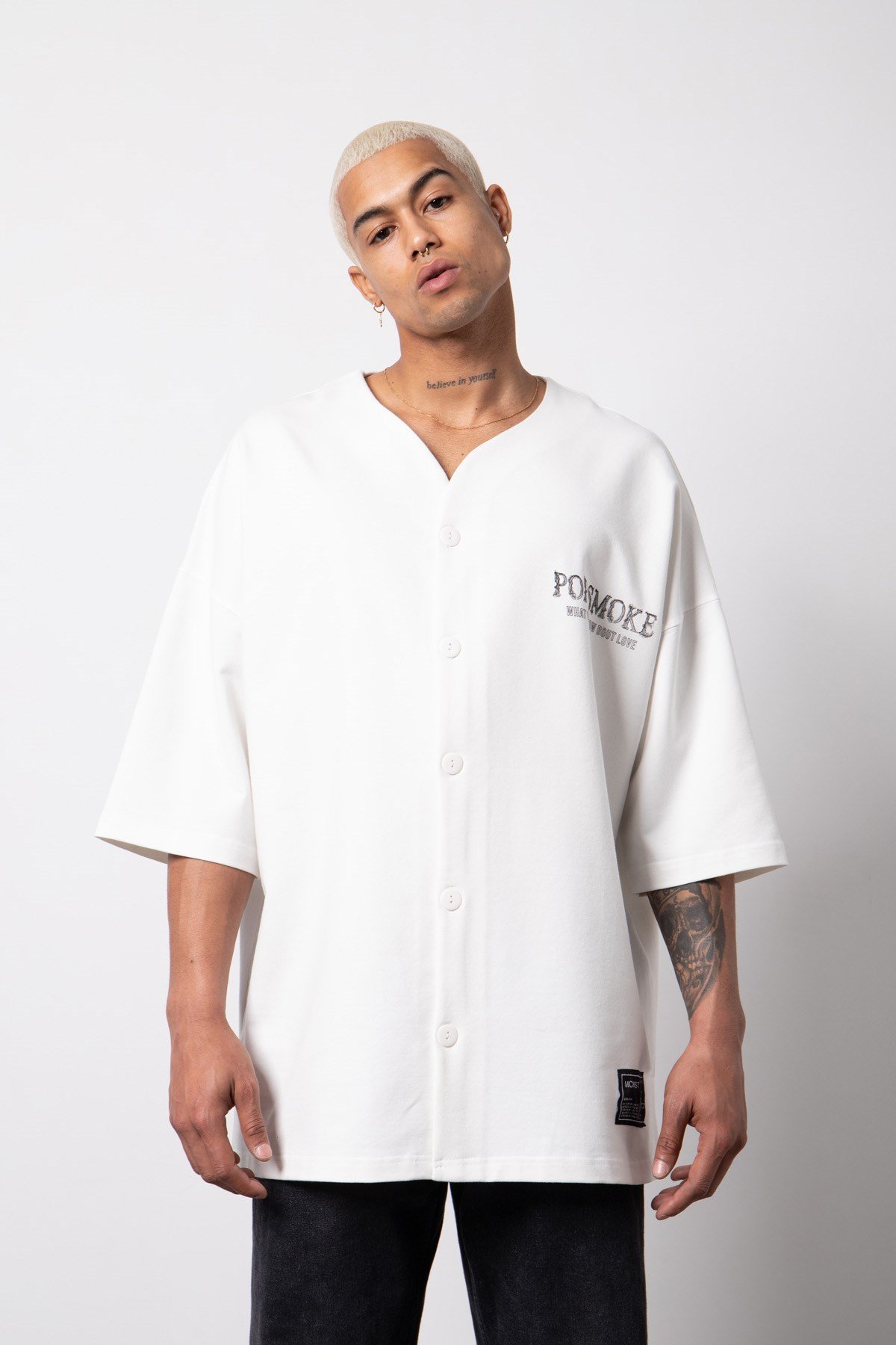 Oversize Pop Smoke Love Baskılı Kimono EKRU