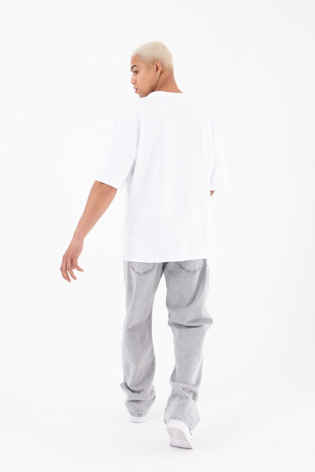 Oversize Get Hıgh Baskılı Pamuk T-Shirt BEYAZ