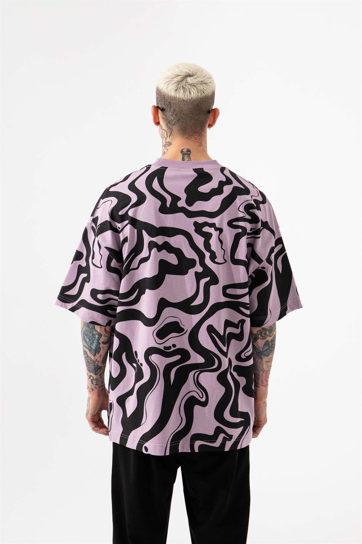 OVERSIZE THOROUGHBRED DOG BASKILI T-SHIRT KİRLİ PEMBE