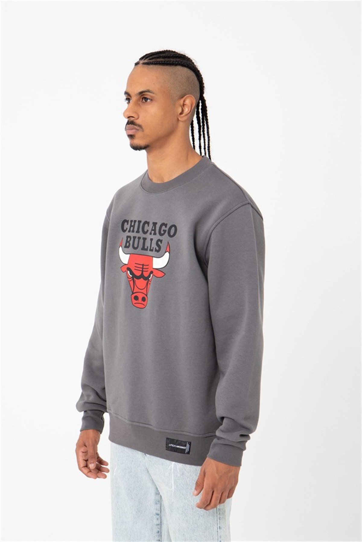 Chicago Bulls Regular Şardonlu Füme Sweatshirt