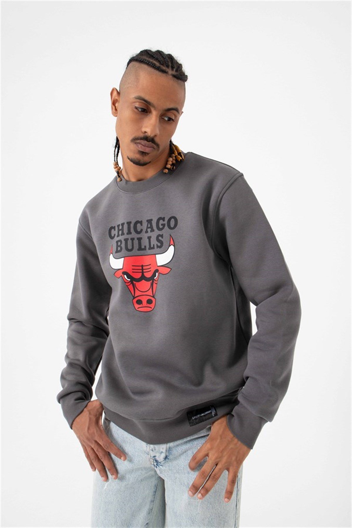 Chicago Bulls Regular Şardonlu Füme Sweatshirt