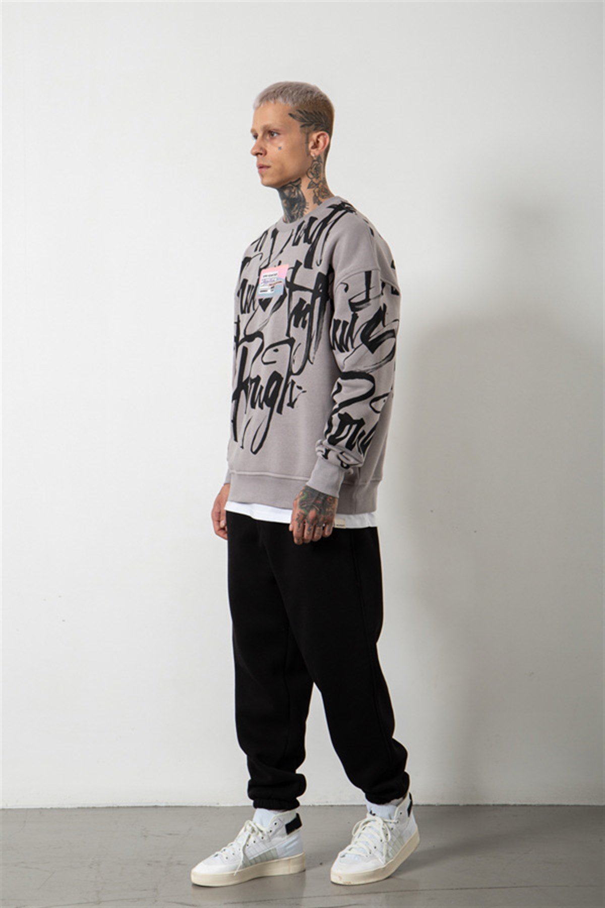 Oversize Reckless Baskılı Sweatshirt ICE GRİ