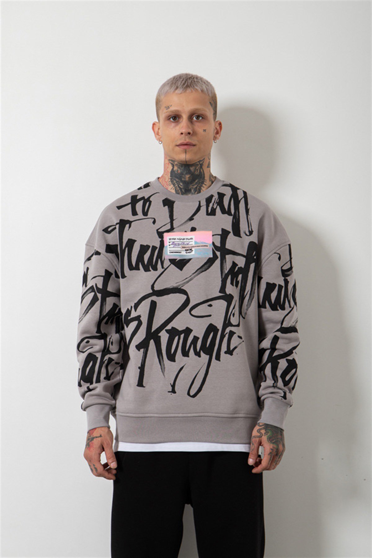 Oversize Reckless Baskılı Sweatshirt ICE GRİ
