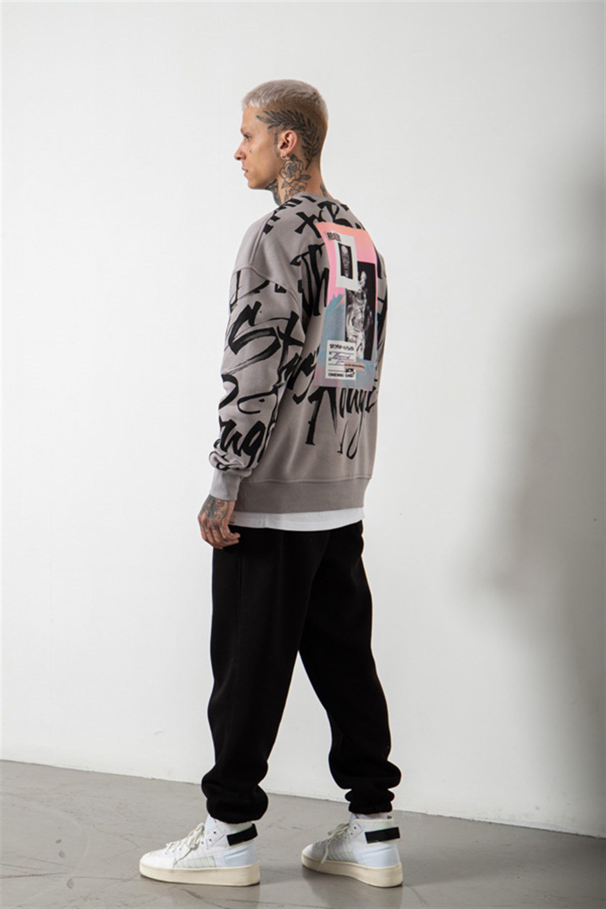 Oversize Reckless Baskılı Sweatshirt ICE GRİ