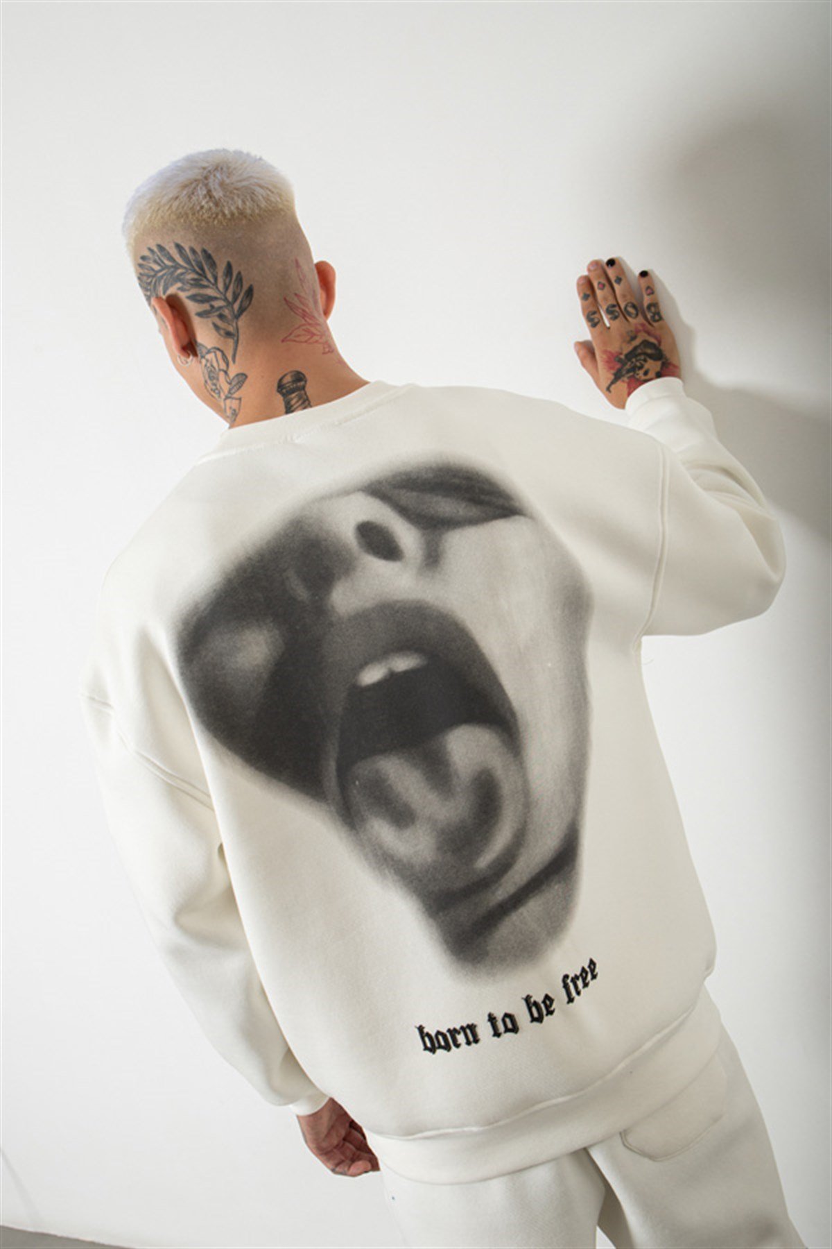 Oversize Don't Need Reason Baskılı Sweatshirt EKRU