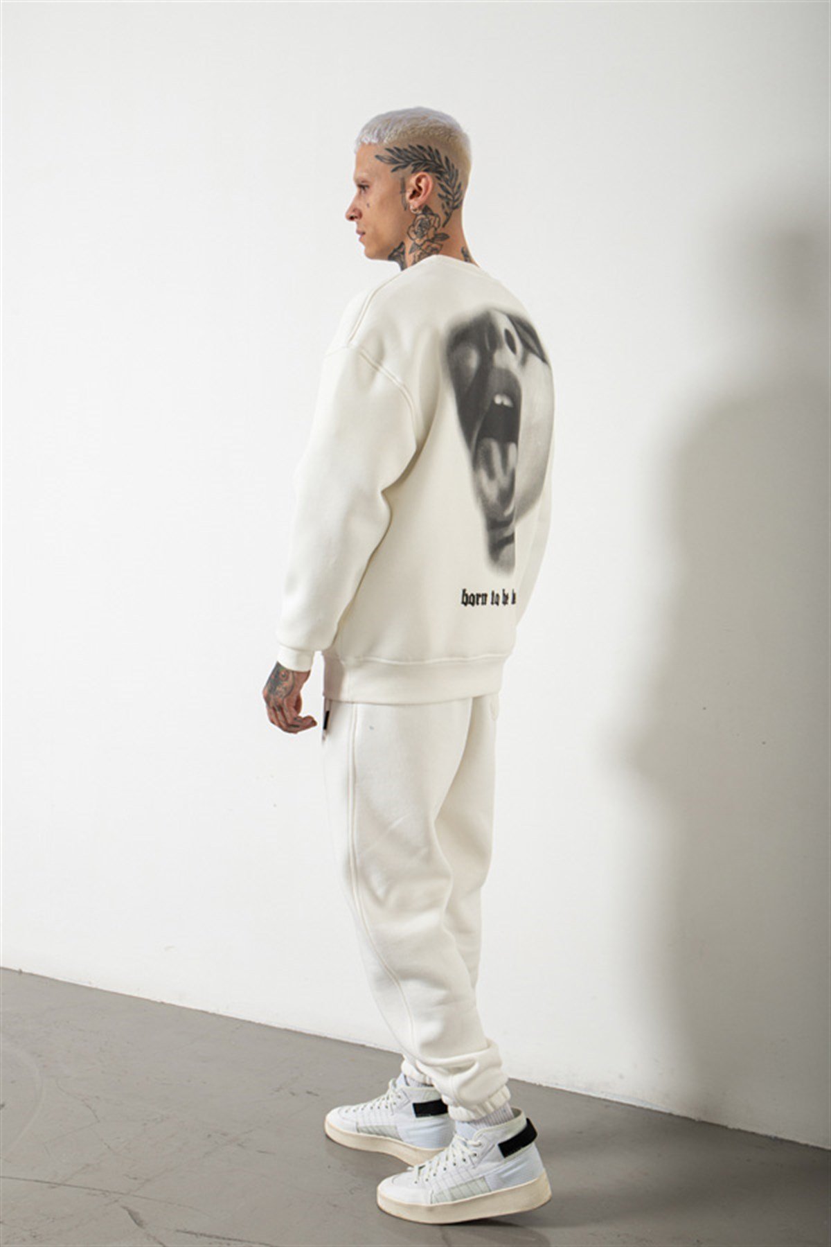 Oversize Don't Need Reason Baskılı Sweatshirt EKRU