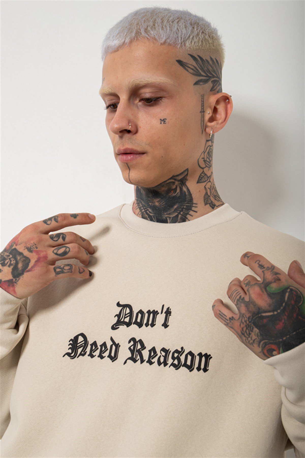 Oversize Don't Need Reason Baskılı Sweatshirt DUMAN