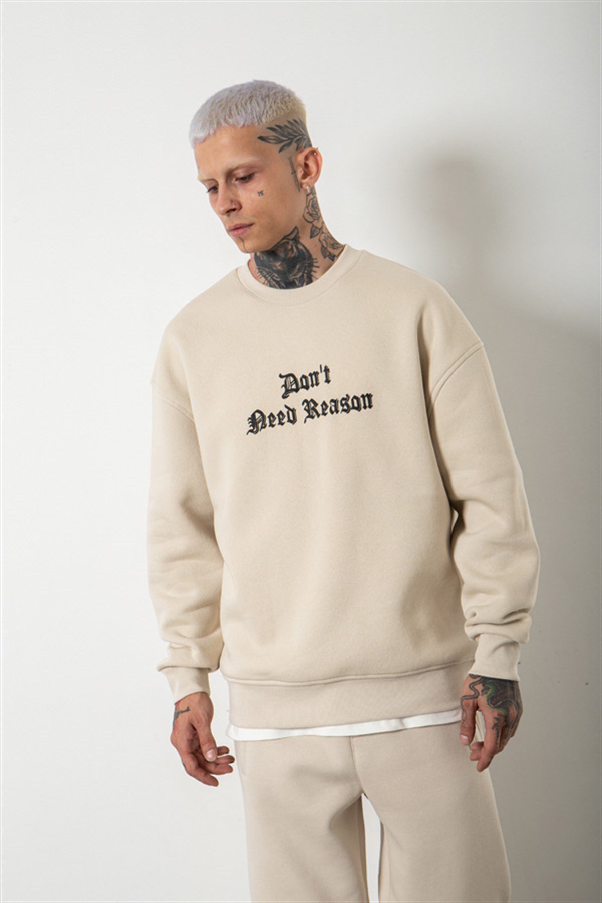 Oversize Don't Need Reason Baskılı Sweatshirt DUMAN