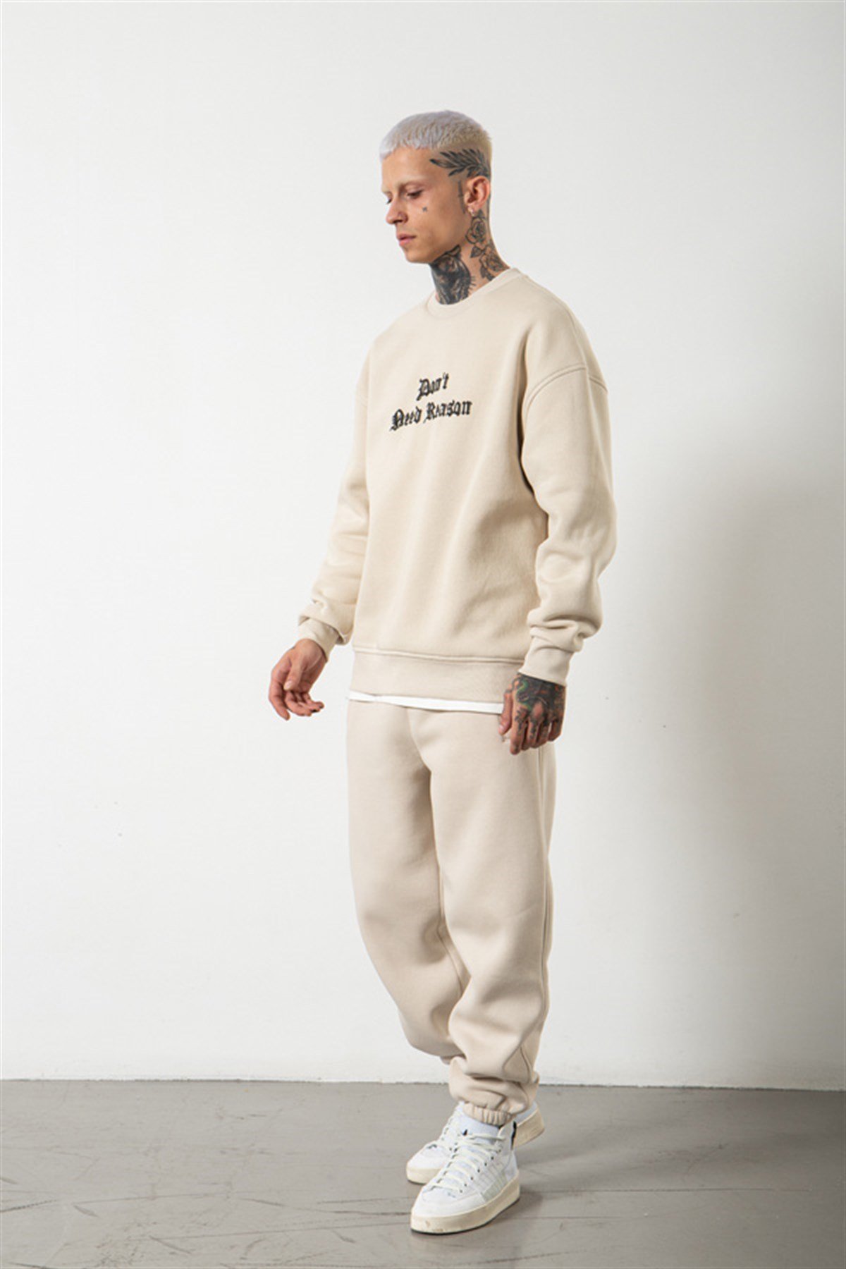 Oversize Don't Need Reason Baskılı Sweatshirt DUMAN