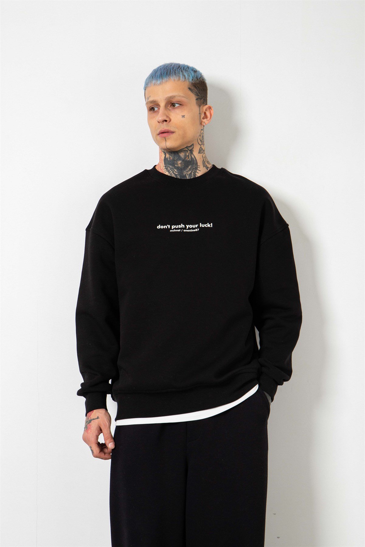 Oversize Dirty Hands Baskılı Sweatshirt SİYAH