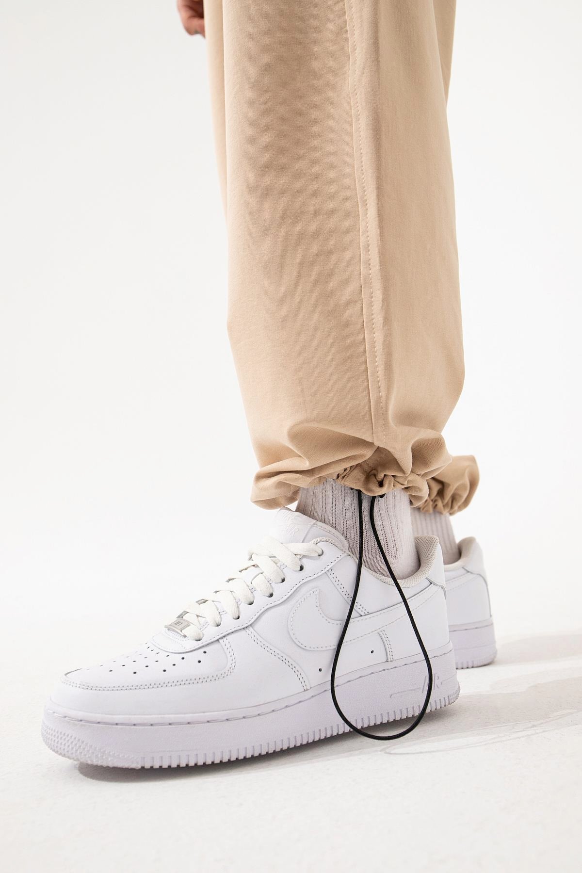 OVERSIZE BASIC BAGGY EŞOFMAN ALTI BEJ