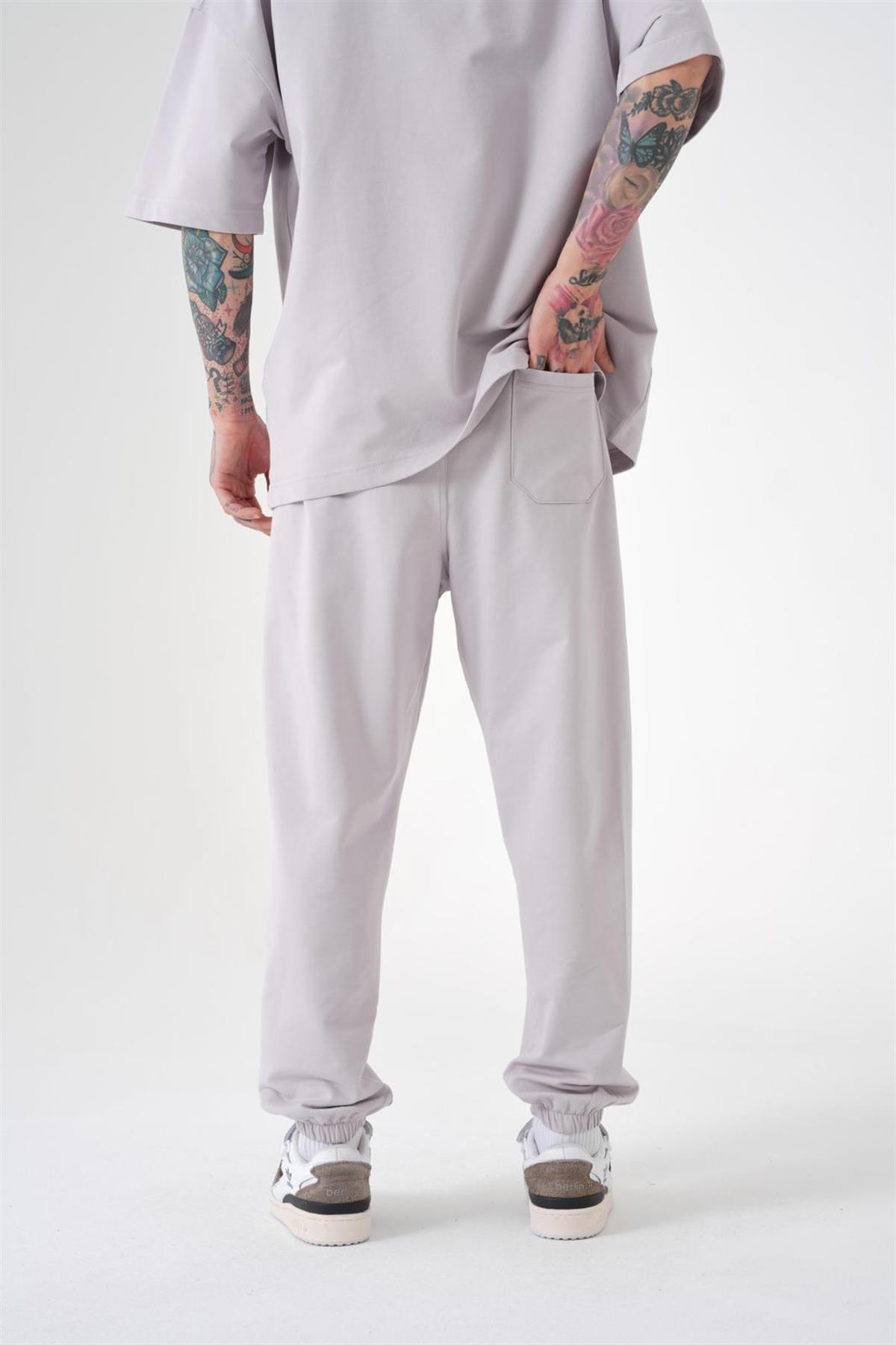 RELAXED BASIC PAÇA LASTİKLİ CEPLİ EŞOFMAN ALTI AÇIK GRİ