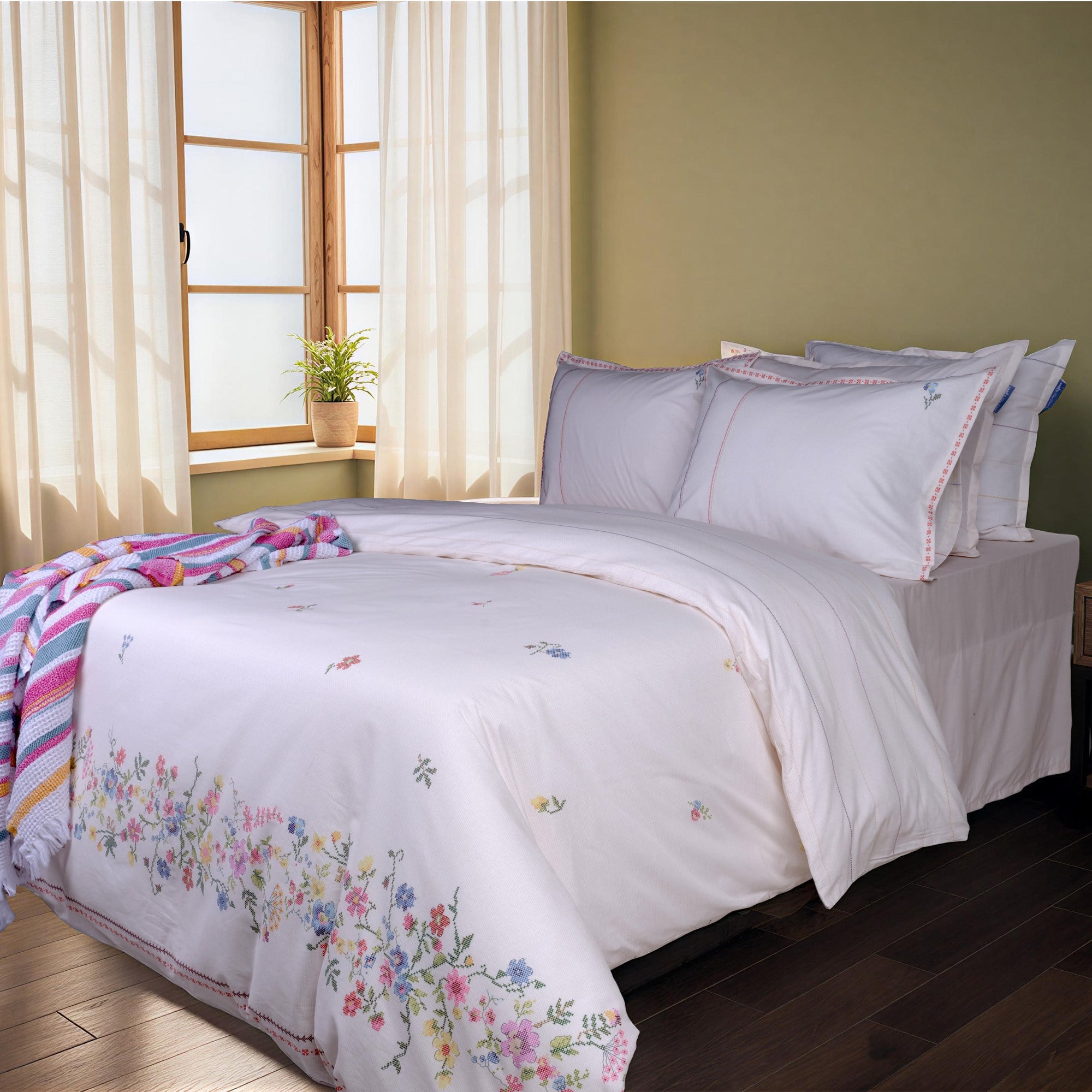 Sarev  Azize  Multicolor King Size (Battal Boy) %100 Pamuk Nevresim Takımı