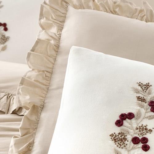 İdaş Alinda Pamuklu Nak.Fırfırlı Nevresim Takımı King Size Bej