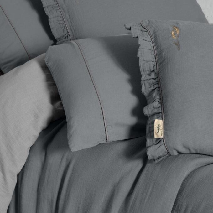 Sarev Kenyon Gri King Size Kişilik %100 Pamuk Mood Comfort Müslin Nevresim Takımı