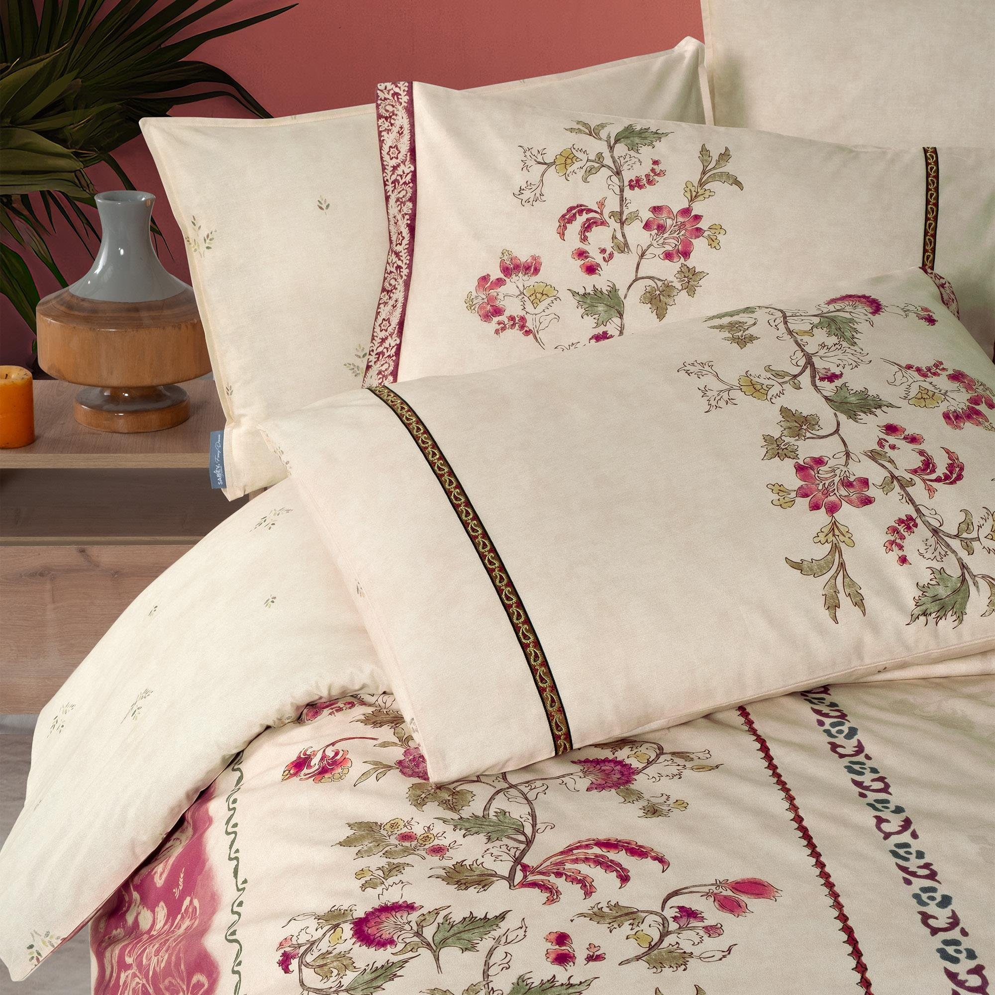 Sarev  Lakshman Çift Kişilik %100 Pamuk Çift Taraflı Nevresim Takımı Somon