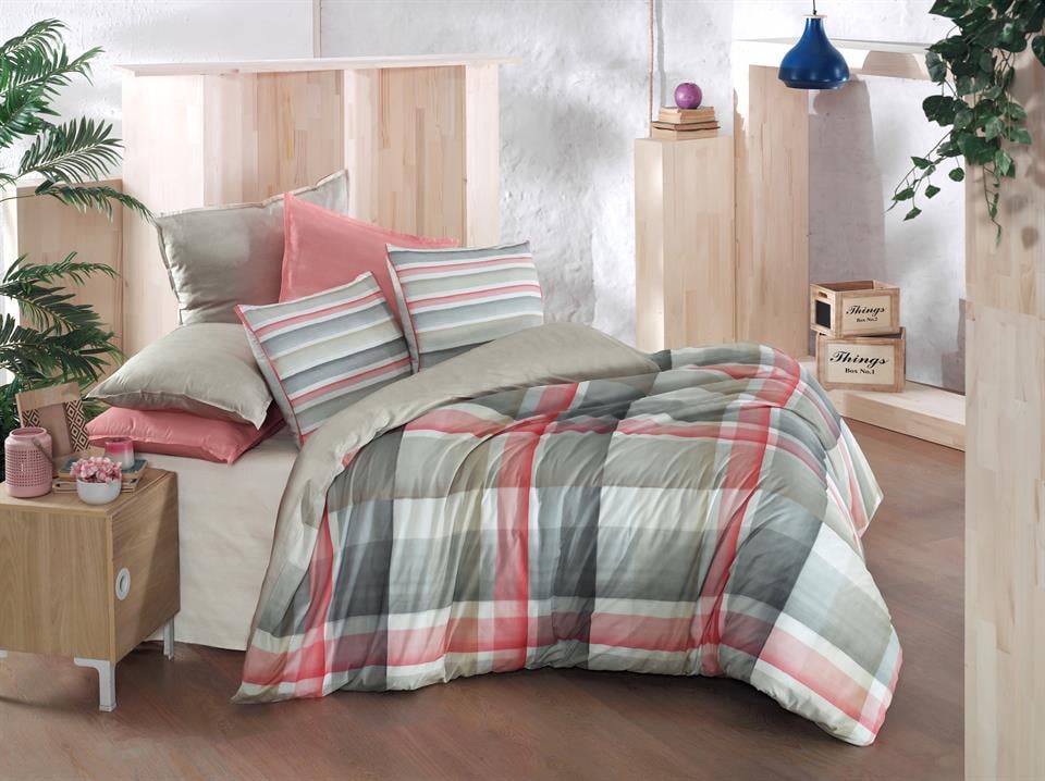 Sarev Vegas Fancy Poplin Nevresim Takımı Çift kişilik V2-Bej