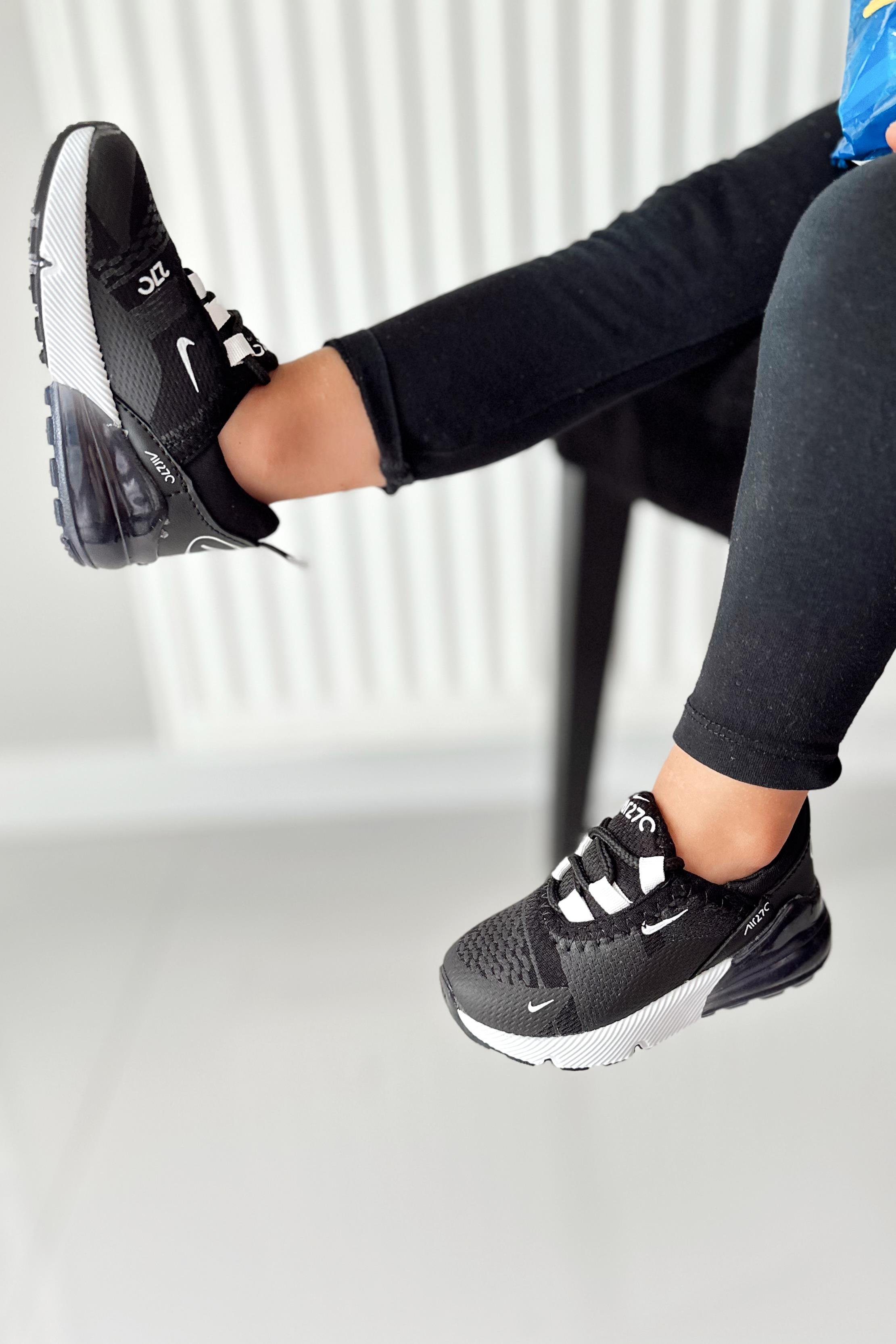 270 Baskılı Çocuk Spor Ayakkabı Siyah Beyaz