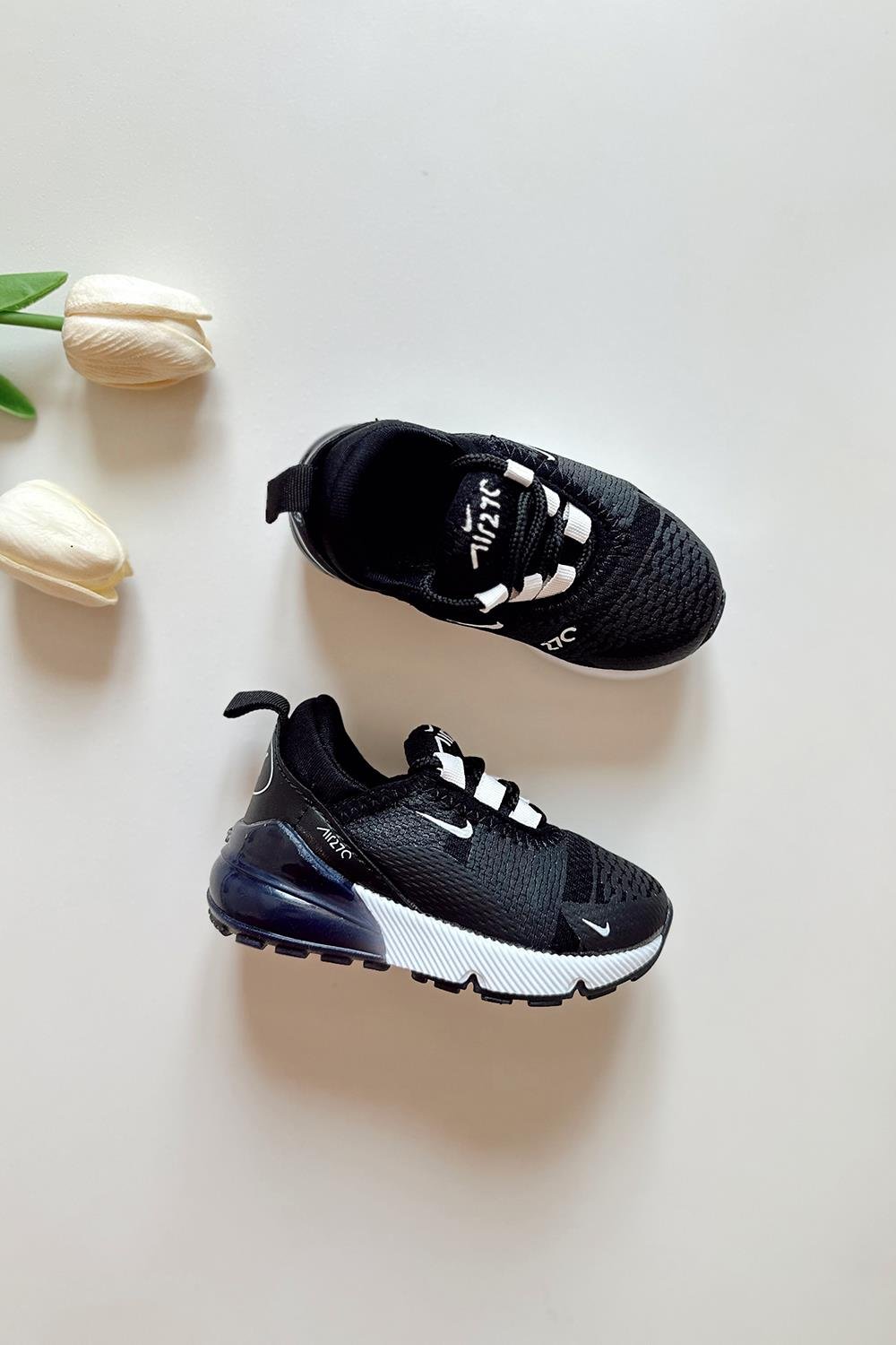 270 Baskılı Çocuk Spor Ayakkabı Siyah Beyaz