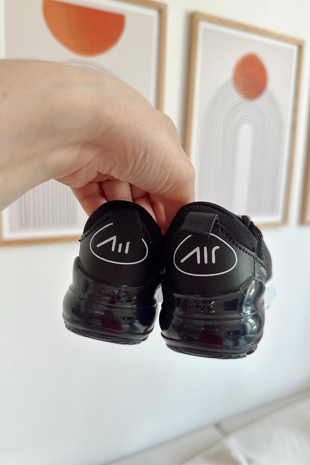 270 Baskılı Çocuk Spor Ayakkabı Siyah Beyaz