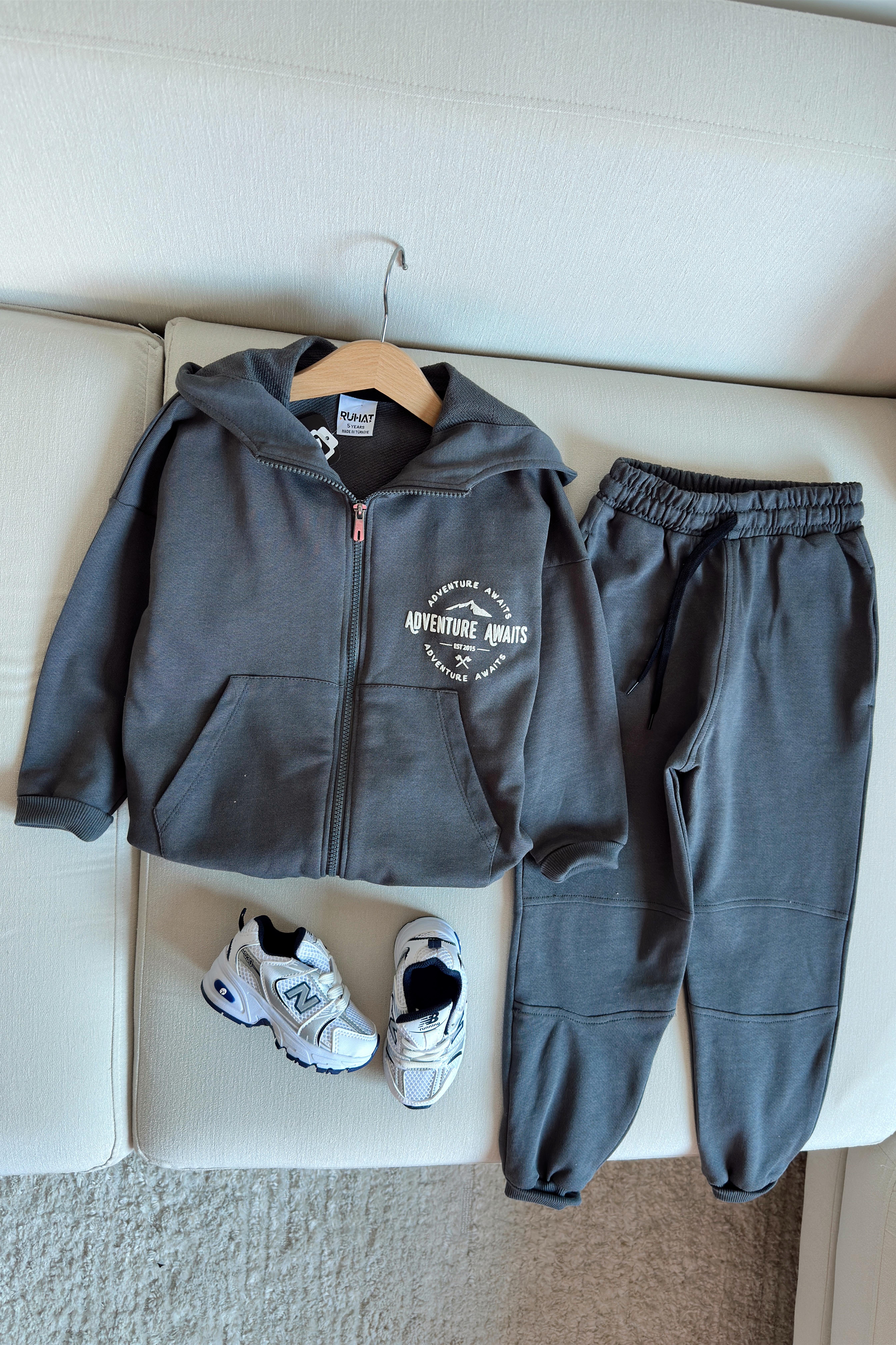 Advanture Baskılı Fermuarlı Çocuk Takım Antrasit