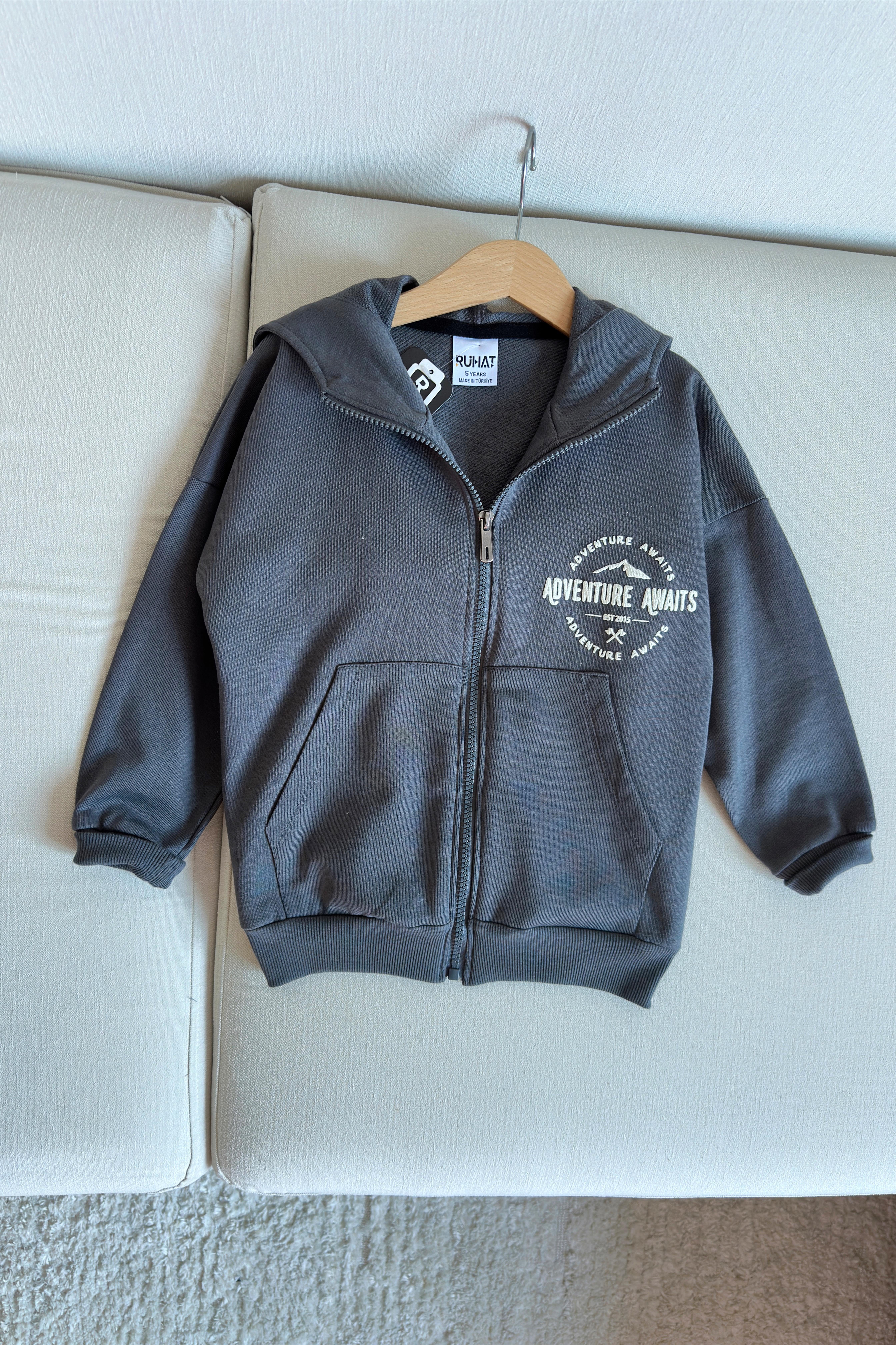 Advanture Baskılı Fermuarlı Çocuk Takım Antrasit