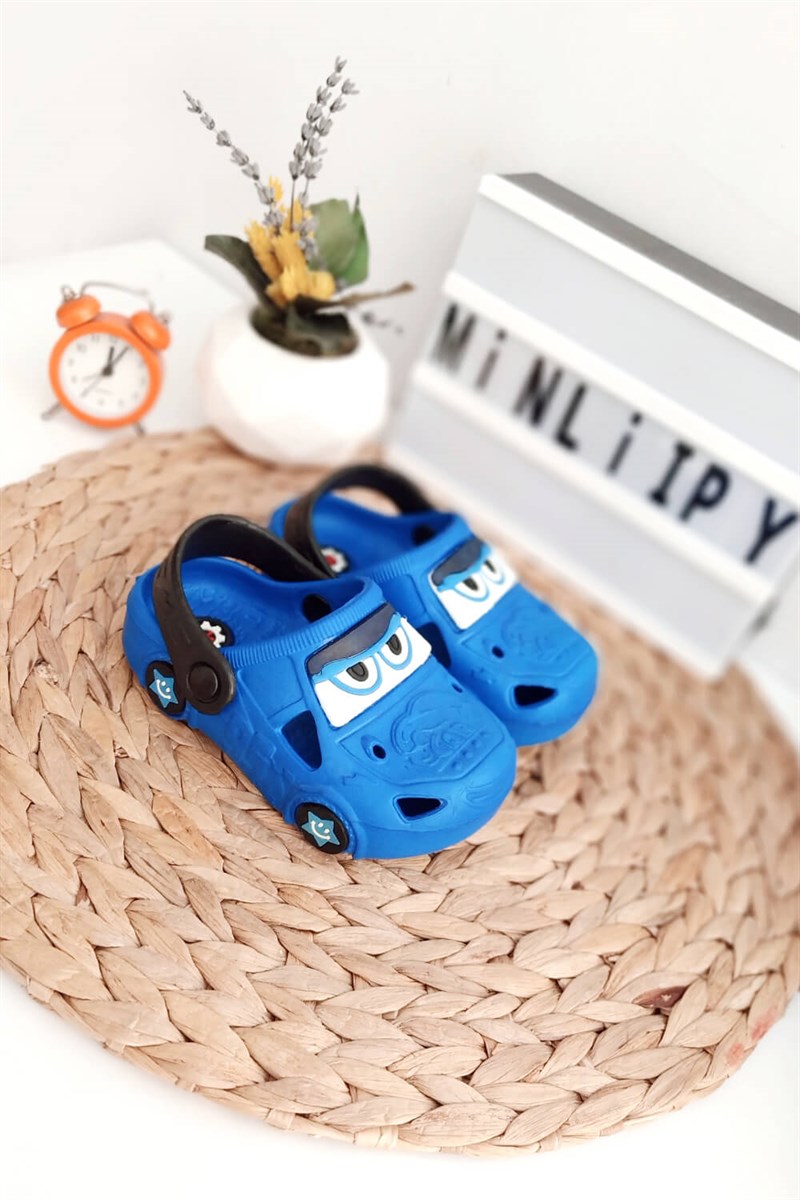 Arabalı Çocuk Crocs Sandalet Mavi Siyah
