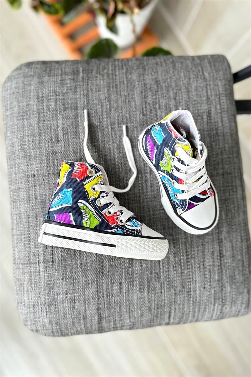 Ayakkabı Baskılı Çocuk Ayakkabı Lacivert