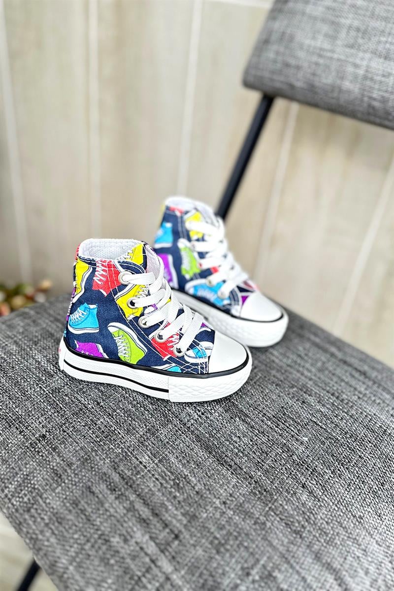 Ayakkabı Baskılı Çocuk Ayakkabı Lacivert