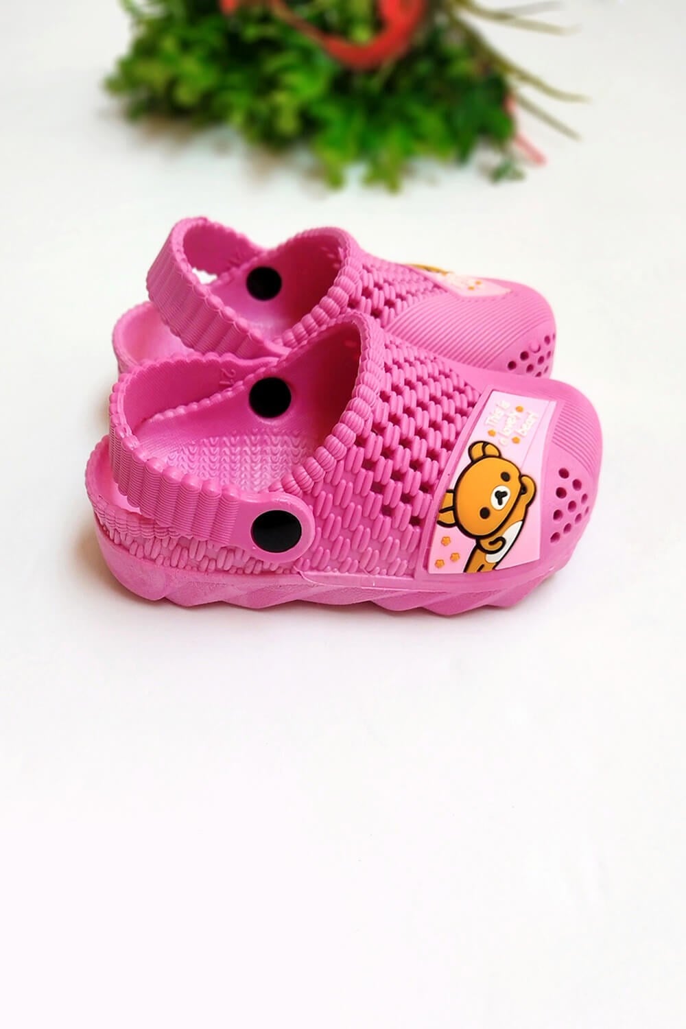 Ayıcık Baskılı Çocuk Crocs Sandalet Pembe