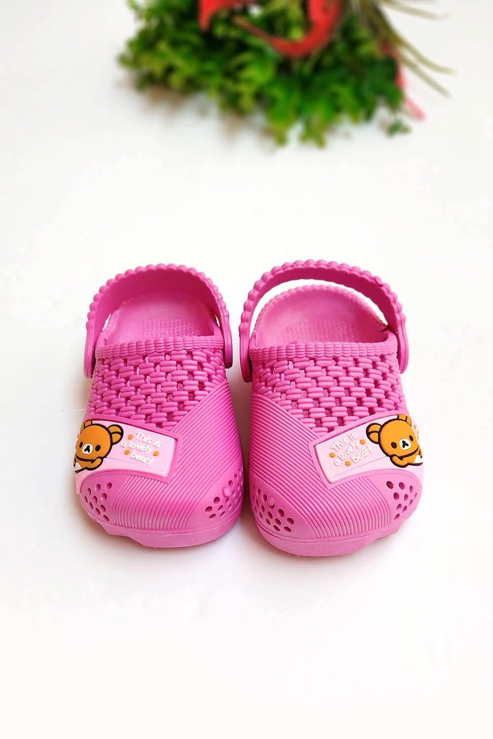 Ayıcık Baskılı Çocuk Crocs Sandalet Pembe